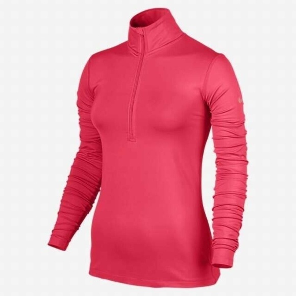 Nike Pro Warm Women's 1/2 Zip Lifestyle Top Light Cushion Red Sunblush Medium - Picture 1 of 9